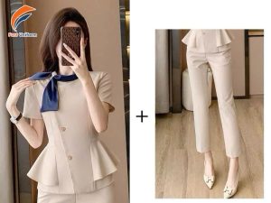 Đồng phục vest cộc tay nữ công sở