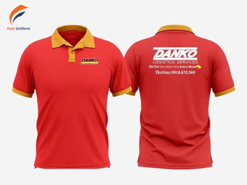 Đồng phục công ty vận tải đỏ phối vàng