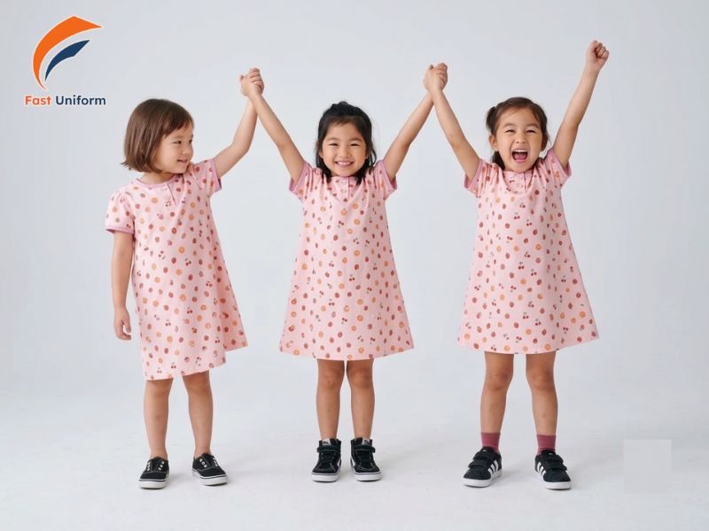 Váy đầm bệnh nhi bé gái có kiểu dáng dễ thương, kín đáo, thuận tiện vận động và dễ giặt giũ
