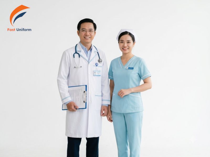 Đặt may đồng phục bệnh viện quốc tế cần chú trọng chất liệu, thiết kế, size số, nhận diện và chất lượng thành phẩm