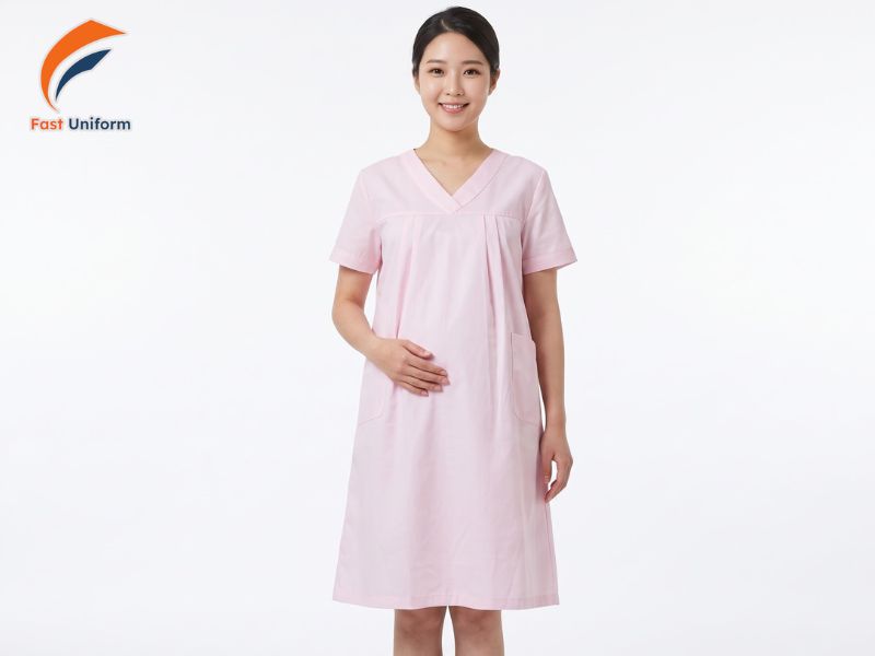 Váy đầm sản phụ liền rộng thoải mái, kín đáo, thuận tiện nghỉ ngơi và chăm sóc em bé