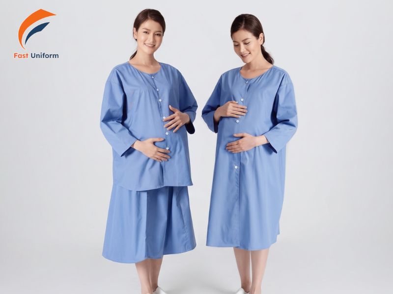 Váy sản phụ cài nút thoải mái, dễ thay mặc và thuận tiện thăm khám, chăm sóc